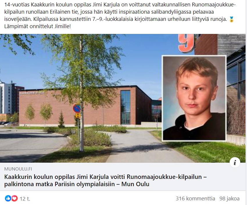 kuvakaappaus facebook-sivusta.